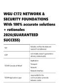 WGU C172 NETWORK & SECURITY FOUNDATIONS With 100- accurate solutions &plus; rationales