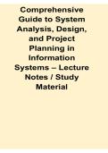 Comprehensive Guide to System Analysis Design and Project Planning in Information Systems Lecture Notes Study Guide 2025&sol; 2026