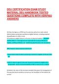 DEU CERTIFICATION EXAM STUDY MATERIAL DEU HANDBOOK TESTED QUESTIONS COMPLETE WITH VERIFIED ANSWERS 