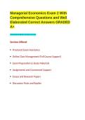 Managerial Economics Exam 2 With Comprehensive Questions and Well Elaborated Correct Answers GRADED A&plus;&period;&NewLine;&NewLine;