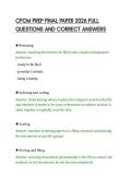 CFCM PREP FINAL PAPER 2026 FULL&NewLine;QUESTIONS AND CORRECT ANSWERS&NewLine;