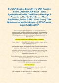 FL CAM Practice Exam &num;1&comma; FL CAM Practice Exam 2&comma; Florida CAM Exam - Time Applications&comma; Florida CAM Exam - Meetings & Procedures&comma; Florida CAM Exam - Money Application&comma; Florida CAM License Laws &vert; 238&plus; Questions and Verified Answers &vert; 100&percnt; Correct &vert; Grade A 