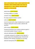OCR A LEVEL BIOLOGY YEAR 1 EXAM QUESTIONS AND ANSWERS LATEST DOWNLOADED 2025&sol;2026 ALL ANSWERS GET IT 100&percnt; CORRECT DETAILED BEST GRADED A&plus; FOR SUCCESS