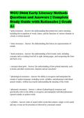 WGU D669 Early Literacy Methods&NewLine;Questions and Answers &vert; Complete&NewLine;Study Guide with Rationales &vert; Grade&NewLine;A&plus;