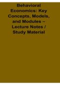 Behavioral Economics Key Concepts Models and Modules Lecture Notes Study Material 2025&sol; 2026