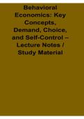 Behavioral Economics Key Concepts Demand Choice and Self-Control Lecture Notes Study Material 2025&sol; 2026