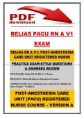RELIAS RN A V1 EXAM&colon; POST-ANESTHESIA CARE UNIT REGISTERED NURSE &lpar;2026&sol;2027&rpar; QUESTIONS AND VERIFIED ANSWERS &vert; 100&percnt; CORRECT &vert; GRADED A&plus;