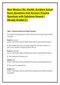 New Mexico Life&comma; Health&comma; Accident Actual Exam Questions And Answers Practice Questions with Solutions Newest &vert; Already Graded A&plus;