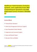 Healthcare Administration Evolution&comma; Systems&comma; and Leadership Exam With Comprehensive Questions and Well Elaborated Correct Answers GRADED A&plus;&period;