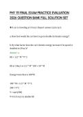 PHY 111 FINAL EXAM PRACTICE EVALUATION&NewLine;2026 QUESTION BANK FULL SOLUTION SET
