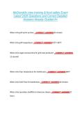 McDonalds crew training & food safety Exam &NewLine;Latest 2026 Questions and Correct Detailed &NewLine;Answers Already Graded A&plus; 
