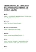 CHEM 123 LAB FINAL UBC CERTIFICATION&NewLine;EVALUATION 2026 FULL QUESTIONS AND&NewLine;CORRECT ANSWERS&NewLine;