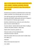 AQA A LEVEL BIOLOGY REVISION QUESTIONS WITH 100&percnt; CORRECT VERIFIED ANSWERS UPDATED 2025&sol;2026 BEST COMPLETE SOLUTION RATED A&plus; FOR SUCCESS