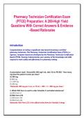 Pharmacy Technician Certification Exam &NewLine;&lpar;PTCE&rpar; Preparation&colon; A 200-High Yield &NewLine;Questions With Correct Answers & Evidence &NewLine;&ndash;Based Rationales PTCE Exam&NewLine;&NewLine;