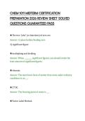 CHEM 1011 MIDTERM CERTIFICATION&NewLine;PREPARATION 2026 REVIEW SHEET SOLVED&NewLine;QUESTIONS GUARANTEED PASS&NewLine;