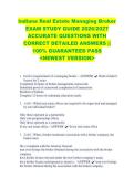 Indiana Real Estate Managing Broker &NewLine;EXAM STUDY GUIDE 2026&sol;2027 &NewLine;ACCURATE QUESTIONS WITH &NewLine;CORRECT DETAILED ANSWERS &vert;&vert; &NewLine;100&percnt; GUARANTEED PASS &NewLine;<NEWEST VERSION> &NewLine;