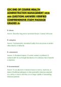 CDC END OF COURSE HEALTH&NewLine;ADMINISTRATION MANAGEMENT 2026&NewLine;400 QUESTIONS ANSWERS VERIFIED&NewLine;COMPREHENSIVE STUDY PACKAGE&NewLine;GRADED A&plus;