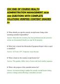 CDC END OF COURSE HEALTH&NewLine;ADMINISTRATION MANAGEMENT 2026&NewLine;400 QUESTIONS WITH COMPLETE&NewLine;SOLUTIONS VERIFIED CONTENT GRADED&NewLine;A&plus;&NewLine;
