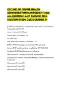 CDC END OF COURSE HEALTH&NewLine;ADMINISTRATION MANAGEMENT 2026&NewLine;400 QUESTIONS AND ANSWERS FULL&NewLine;SOLUTION STUDY GUIDE GRADED A&plus;