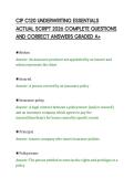 CIP C120 UNDERWRITING ESSENTIALS&NewLine;ACTUAL SCRIPT 2026 COMPLETE QUESTIONS&NewLine;AND CORRECT ANSWERS GRADED A&plus;
