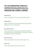 CIP C120 UNDERWRITING ESSENTIALS&NewLine;CERTIFICATION EVALUATION 2026 FULL&NewLine;QUESTIONS AND CORRECT ANSWERS&NewLine;