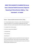 NR607 PRE-DIAGNOSTIC EXAMINATION Actual Exam 2026&sol;2027 &vert; Advanced Health Assessment&comma; Diagnostic Reasoning & Clinical Decision-Making &ndash; Pass Guaranteed - A&plus; Graded