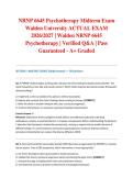 NRNP 6645 Psychotherapy Midterm Exam Walden University ACTUAL EXAM 2026&sol;2027 &vert; Walden NRNP 6645 Psychotherapy &vert; Verified Q&A &vert; Pass Guaranteed - A&plus; Graded
