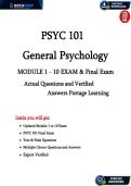 PSYC 101 Modules 1&ndash;10 Final Exam &vert; Verified Psychology Q&A