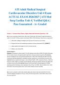 ATI Adult Medical Surgical Cardiovascular Disorders Unit 4 Exam ACTUAL EXAM 2026&sol;2027 &vert; ATI Med Surg Cardiac Unit 4 &vert; Verified Q&A &vert; Pass Guaranteed - A&plus; Graded