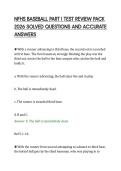 NFHS BASEBALL PART I TEST REVIEW PACK&NewLine;2026 SOLVED QUESTIONS AND ACCURATE&NewLine;ANSWERS&NewLine;