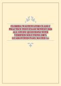 FLORIDA WASTEWATER OPERATOR CLASS B CERTIFICATION NEWEST TEST EXAM 2026&sol;2027 ALL STUDY QUESTIONS WITH CORRECT VERIFIED SOLUTIONS GUARANTEED PASS &vert; ASSURED A&plus;