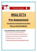 WGU D774 Pre-Assessment &vert; Updated 2026 &sol; 2027 &vert; Introduction to Business Accounting &vert; Questions with 100&percnt; Correct Answers