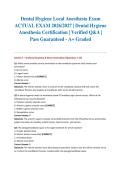 Dental Hygiene Local Anesthesia Exam ACTUAL EXAM 2026&sol;2027 &vert; Dental Hygiene Anesthesia Certification &vert; Verified Q&A &vert; Pass Guaranteed - A&plus; Graded
