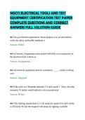 NOCTI ELECTRICAL TOOLS AND TEST&NewLine;EQUIPMENT CERTIFICATION TEST PAPER&NewLine;COMPLETE QUESTIONS AND CORRECT&NewLine;ANSWERS FULL SOLUTION GUIDE