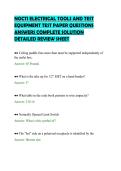 NOCTI ELECTRICAL TOOLS AND TEST&NewLine;EQUIPMENT TEST PAPER QUESTIONS&NewLine;ANSWERS COMPLETE SOLUTION&NewLine;DETAILED REVIEW SHEET