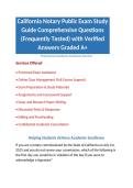 California Notary Public Exam Study Guide Comprehensive Questions &lpar;Frequently Tested&rpar; with Verified Answers Graded A&plus;