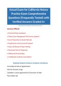 Actual Exam for California Notary Practice Exam Comprehensive Questions &lpar;Frequently Tested&rpar; with Verified Answers Graded A&plus;