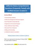 California Notary Comprehensive Questions &lpar;Frequently Tested&rpar; with Verified Answers Graded A&plus;