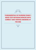 Fundamentals of Nursing &ndash; Exam 1&comma; Nursing Program&comma; Academic Year &ndash; Mock Test Revision Exercise with Correct and Verified Answers