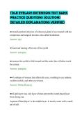TDLR EYELASH EXTENSION TEST BANK&NewLine;PRACTICE QUESTIONS SOLUTIONS&NewLine;DETAILED EXPLANATIONS VERIFIED