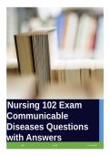 Nursing 102 Exam Communicable Diseases Questions with Answers