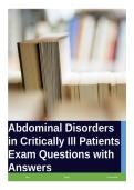 Abdominal Disorders in Critically Ill Patients Exam Questions with Answers&period;
