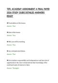 TEFL ACADEMY ASSIGNMENT A FINAL PAPER&NewLine;2026 STUDY GUIDE DETAILED ANSWERS&NewLine;READY