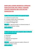 MARYLAND LICENSED RESIDENTIAL APPRAISER EXAM QUESTIONS AND CORRECT ANSWERS