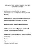 HESI A2 ANATOMY AND PHYSIOLOGY COMPLETE &NewLine;EXAM WITH ANSWERS 