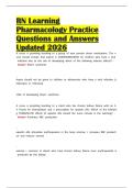 RN Learning Pharmacology Practice Questions and Answers Updated 2026
