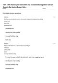 TEPC 5300 Planning for Instruction and Assessment Assignment 2 Study Guide & Curriculum Design Notes