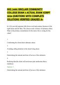 NSG 2400 SINCLAIR COMMUNITY&NewLine;COLLEGE EXAM 2 ACTUAL EXAM SCRIPT&NewLine;2026 QUESTIONS WITH COMPLETE&NewLine;SOLUTIONS VERIFIED GRADED A&plus;