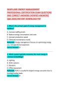 MARYLAND ENERGY MANAGEMENT PROFESSIONAL CERTIFICATION EXAM QUESTIONS AND CORRECT ANSWERS
