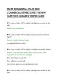 TEXAS COMMERCIAL RULES 2026&NewLine;COMMERCIAL DRIVING SAFETY REVIEW&NewLine;QUESTIONS ANSWERS VERIFIED GUIDE